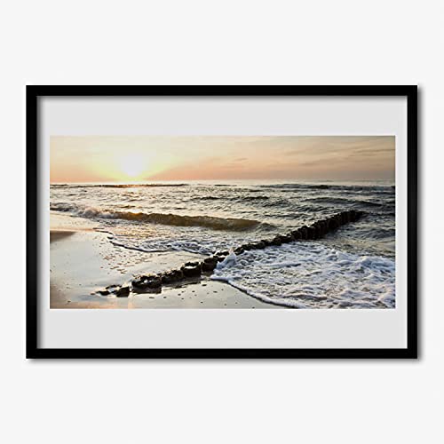 Image murale paysage de mer et cadre photo 70x50 cm en bois MDF pour salon et cuisine
