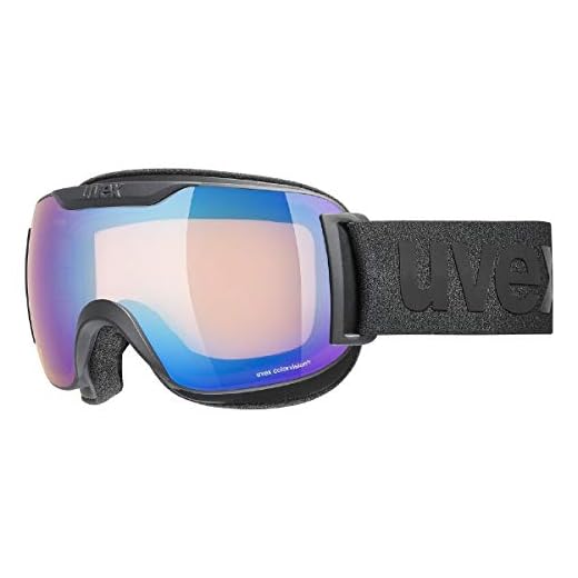uvex contrast enhancing anti-fog ski & snowboard goggles with narrow fit & UV protection for women & men, downhill 2000 S CV, black mat/blue-yellow