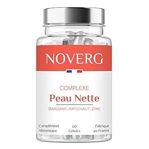Peau Nette | Combat les Imperfections, l’Acné, les Points Noirs et les Infections de la Peau | Bardane, Artichaut, Zinc | Vegan | 60 Gélules | Cure de 30 Jours | Fabriqué en France