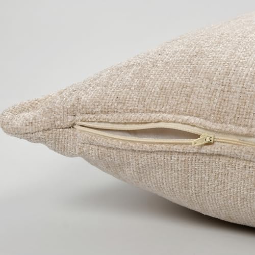 Image of SASHAA WORLD Natural Chenille Cushion Cover | Decorative Pillow Case | Elegant Solid Design, Soft & Durable | Ideal for Living Room, Bedroom & Home Decor| 45X45 Cm