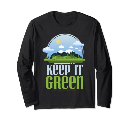 Keep It Green Earth Day Save the Planet Recycle Donna Uomo Maglia a Manica