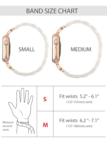 Image of V.R.HOPE Stretchy Resin Apple Watch Band for Series Ultra /10 /9 /8 /7 /SE 38mm 40mm 41mm 42mm Fashion Cute, Lightweight & Flexible, Rectangle Design with iWatch Series 6 /5 /4 /3 /2 /1(Fluorescent White-S)