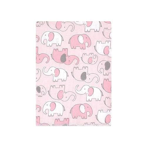 Image of Hudson Baby Unisex Baby Cotton Poly Flannel Burp Cloths Bundle, Girl New Elephant, One Size