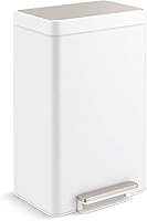 Kohler K-20940-STW 13-Gallon White Stainless Steel Step Trash Can - Hands-Free Pedal, Quiet-Close Lid, Fingerprint-Resistant