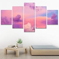 SIGNWIN 5 Panel Canvas Wall Art Modern Art Coastal Colorful Multicolor Photography Romantics Sunset for Home Decorations Ready to Hang - 60