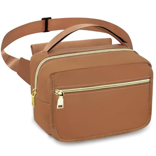 Image of printe Small Diaper Bag with Portable Changing Pad, Crossbody Women Waist Bag with Wipes Pocket for Travel, Stroller Diaper Fanny Pack, Brown