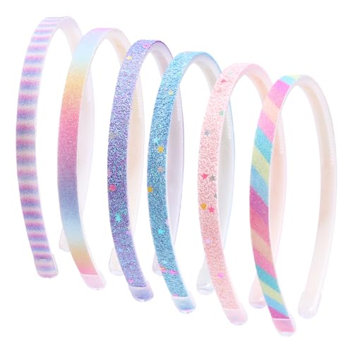 6 fasce per capelli glitterate, fasce colorate per capelli, graziose fasce per capelli, dentate, antiscivolo, accessori per capelli perfetti per feste e uso quotidiano per ragazze