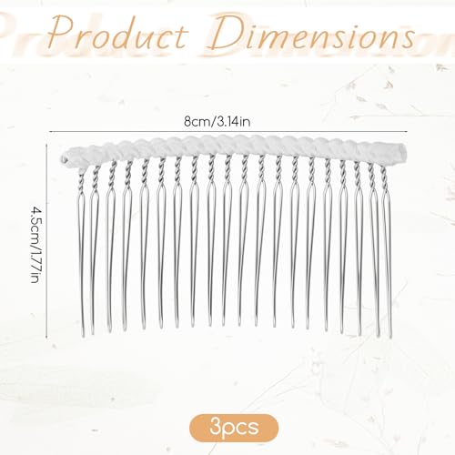 3 Peines para velo de boda con 20 dientes extra largos miniatura 2