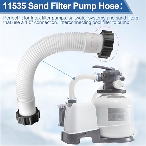 Image of 11535 Pool Sand Filter Pump Hose for Intex Sand Filter, 1.5'' Diameter Pool Pump Hose Replacement for Above Ground Pools & Saltwater Systems, 16 Inch Pool Hoses Interconnecting Pool Filter to Pump