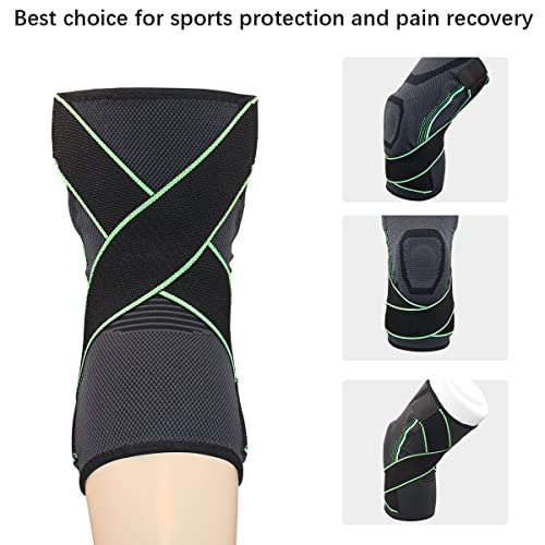 2 Pack Knee Brace,Knee Compression Sleeve Support With Patella Gel Pad & Side Spring Stabilizer,Support Women Men Knee Pads For Running,Gym,Fitness,Meniscus Tear #TOP1