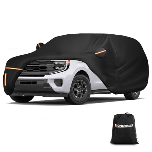 Image of Car Cover for Ford Expedition /Lincoln Navigator SWB 1997-2026, 115G PEVA Waterproof SUV Cover, Reflective Strips, Side Zipper, 4 Wheel Straps, Fits Full Size SUV