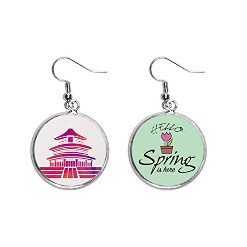 Temple du Ciel de Chine boucles d'oreilles rouge pendentif de printemps
