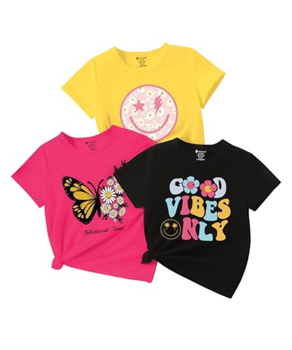Image of KYDA KIDSGirls 100% Pure Cotton Printed Tshirt (Pack of 3)
