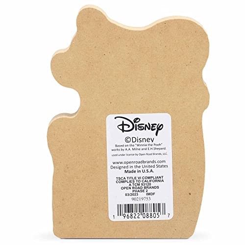 Image of Disney Winnie the Pooh and Piglet with Flower Bouquet Shelf Sitter Decor | Chunky Wood Block Decoration for Home or Office