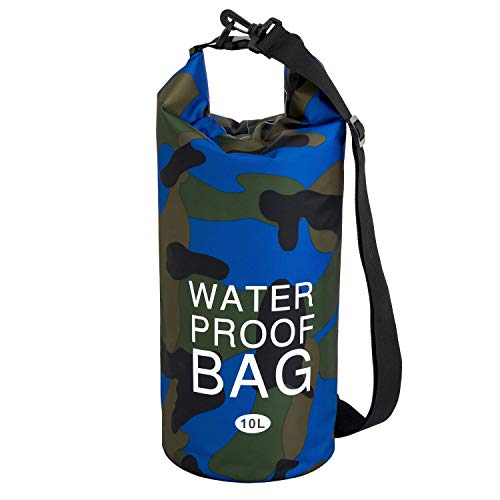 アイ・エス 防水バッグ 10L カモフラージュ ブルー ベルト1本付 WPB-10L-BU