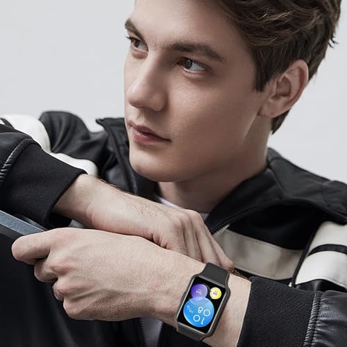 Wownadu Bracelets Compatible pour Huawei Watch Fit 2 / Active/Elegant Bracelet, Silicone Remplacement Band pour Femme Homme Noir,(Pas de Montre) – vue 5