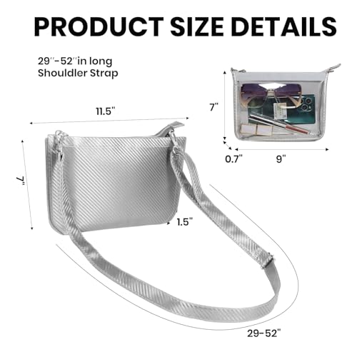 Clear Bag for Stadium Events, Checkered Small Clear Crossbody Shoulder Bags for Women Stadium Comes with Removable Cover3