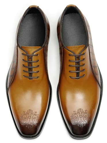 Santimon Oxfords Shoes for Men Formal Dress Derby Genunie Leather Plain Toe Brogues Modern Suit Shoes Men's Fashion Lightweight Prom Wedding Tuxedo Business Causal Comfortable Shoes4