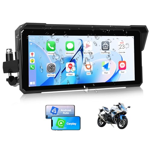 Image of Android CarPlay Screen for Motorcycle, 8.1 inch IPS Portable Wireless Carplay /Android Auto Waterproof Portable Radio GPS Display for Motorbike with Built-in GPS Navigation Bluetooth
