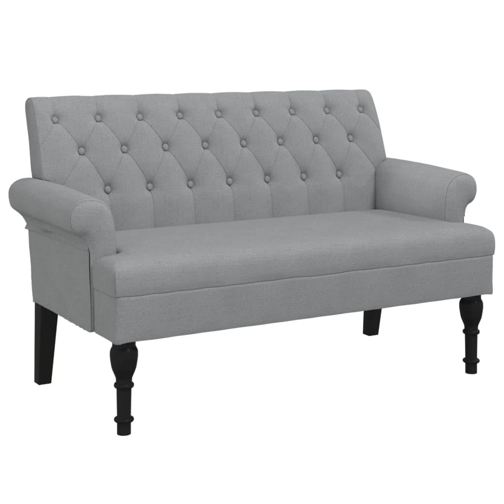 Sofá con respaldo y reposabrazos de tela duradera sobre marco de madera resistente, sofá con patas antiguas y elegantes para una experiencia de asiento elegante en color gris claro