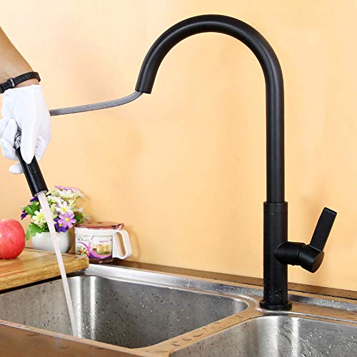 Robinet de cuisine monotrou haut de gamme avec douchette noire - 6