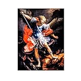 NONBER Archangel Michael Destroys The Demon Painting Wall Art Picture Poster and Print Modern Canvas Wall Art for Living Room Bedroom Decor Unframed 8x10inch