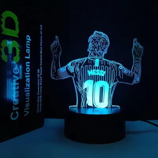 3D LED Night Light Soccer Player Desk Lamp, 7 Color Changing, USB Powered, Jersey Number 10 Design lámpara de escritorio para niños jóvenes adultos con la imagen de Messi - Image 5