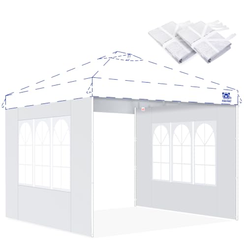 FANPAT Church Sidewalls for 10x10 Pop Up Canopy, White(2Pcs...