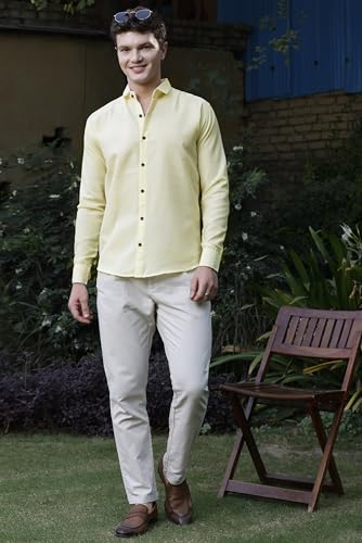 Image of Zilcon Linen Shirts for Men Casual Button Down Long Sleeve Shirt Solid Summer Beach Hawaiian Shirts