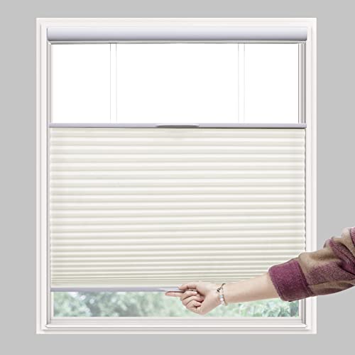 Persilux Custom Size Cordless Light Filtering Top Down Bottom Up Cellular Blinds for Windows Insulated Honeycomb Window Shades Privacy Protection Ventilation Fabric Blinds for French Doors Beige