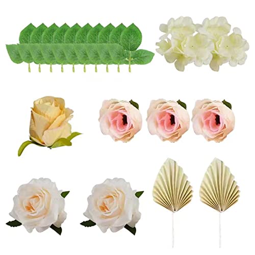 Banballon Boho Cake Topper Flower Cake Topper Palm Leaves Cake Decorations With Artificial Rose For Birthday Party Wedding Baby Shower Birthday Party Supplies (Paper Palm Leaves) #TOP1