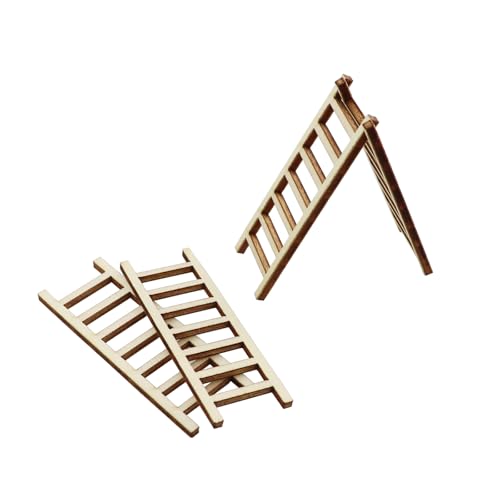 ZQIY 20PCS Mini Dollhouse Wooden Ladder Garden Steps Hallway Model Ladder Birthday Cake Decoration...