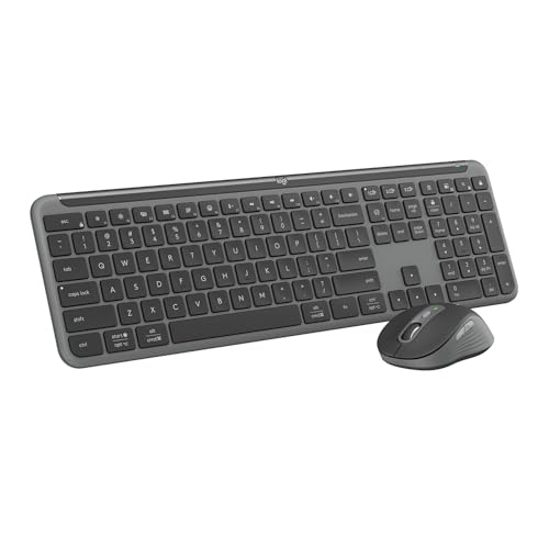 Logitech MK955 Signature Slim Wireless Keyboard and Mouse Combo, For Larger Hands, Quiet Typing and Clicking, Graphite - USB Type A Wireless Bluetooth 5.1 Keyboard - Graphite - USB Type A Wireless Blu