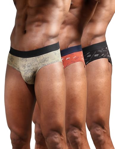 U.S. Polo Assn. Low Rise Printed OEB16 Briefs Underwear - Pack of 3 (Black-Lemon Pepper-Picante S)