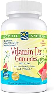 Nordic Naturals Vitamin D3 Gummies Kids, Wild Watermelon Splash - 120 Gummies - 400 IU Vitamin D3 - Bone Health, Healthy Immunity - Non-GMO, Vegetarian - 120 Servings
