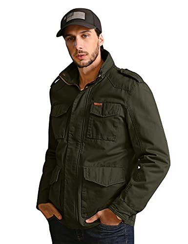 WenVen Men's Lightweight Military Style Jacket Twill Cotton Windbreaker4