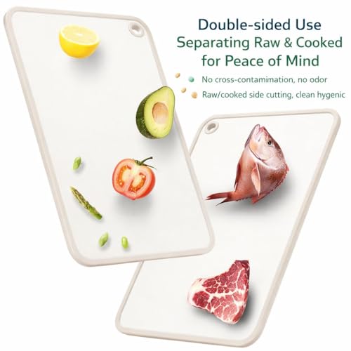 Image of Plastic Cutting Board Set, Non-Slip Chopping Boards for Meat, Veggies, Fruits, with Easy Grip Handle, Dishwasher Safe (Set of 1)