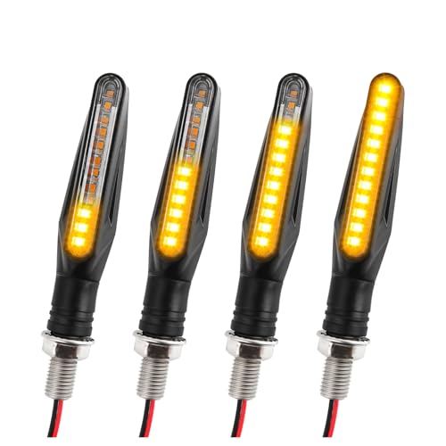 VKQTS 4PCS Motorcycle Turn Signals LED,2026 New Dynamic Sequential Flowing Motorcycle Blinkers with 12 High-Brightness LEDs,Universal 12V Dirt Bike Turn Dignals Motorcycles Parts