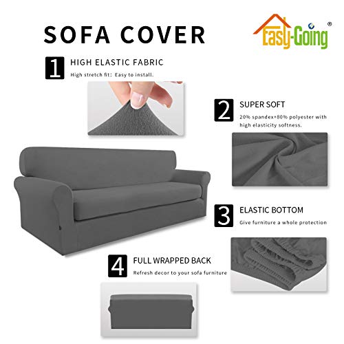 Image of Easy-Going 2 Pieces Stretch Oversized Couch Sofa Slipcover Washable