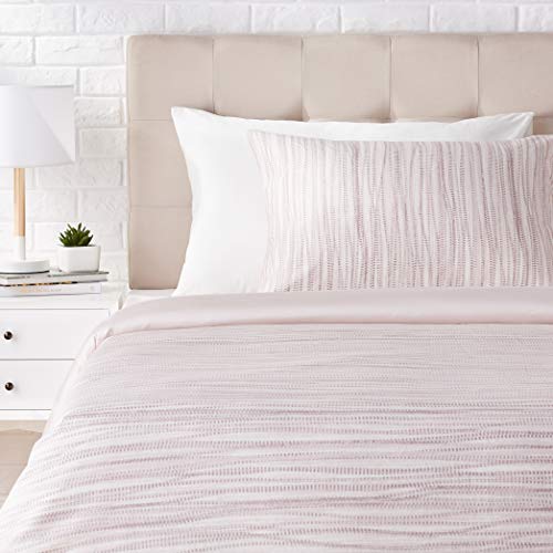 AmazonBasics Super-Soft Cotton Duvet Comforter Cover Set - Twin , Mauve Textured Wave