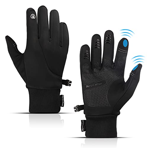 Warm Winter Gloves, Windproof Waterproof Touchscreen Running Gloves, Non-Slip Elastic Cuff Thermal Gloves for Men Women Running Driving Cycling Climbing Hiking