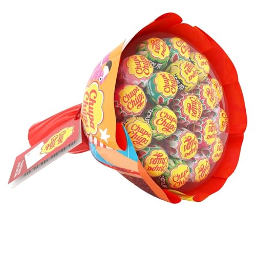 Chupa Chups Flower Lollipop Bouquet, Individually Wrapped Candy for Valentine’s Day, Birthdays, Graduations, and Special Occasions, Assorted Fruity Flavors, 19 Individually Wrapped Lollipops