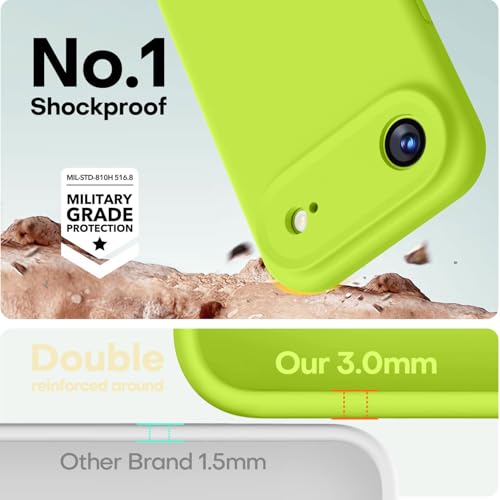 Image of LOVE 3000 Designed for iPhone Air Case, Premium Silicone [Compatible with Magsafe][Soft Anti-Scratch Microfiber Lining] Shockproof Protective Phone Case for Men Women 6.5 inch, Fluorescent Green