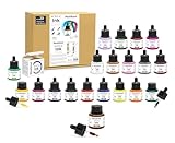 Liquidraw Lot de 20 encres acryliques pour artistes   Étanche   35 ml   Professionnel   Pour peinture, dessin, peinture, art, pinceaux, papier, carton, toile, tissu et bois