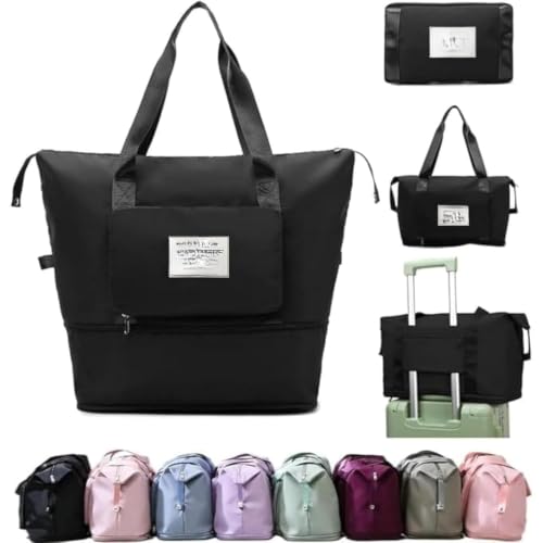 Image of Women's 41 L Expandable Travel Duffle Bag, Nylon Foldable Luggage Hand Bag with Carry Handles, Shoulder Strap and Front Pocket for Trips, Weekend Travel, Airport and Overnight Use