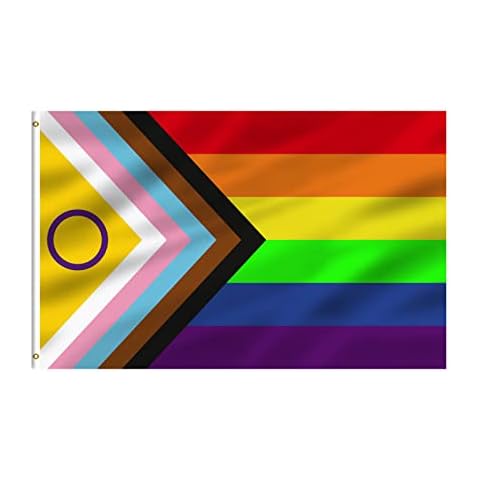 GELASGO Gay Pride Flags 3x5ft,Progress Pride Flag Rainbow 3x5ft Non Binary Lesbian Gay Transgender Prides Flags Cover