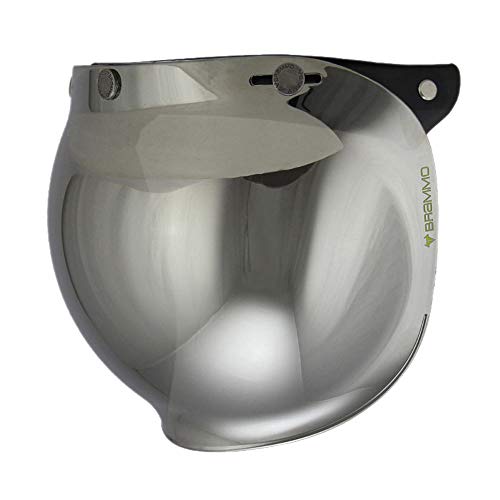 Woljay 3-snap Motorcycle Helmet Bubble Shield with Flip Adapter (Chrome)