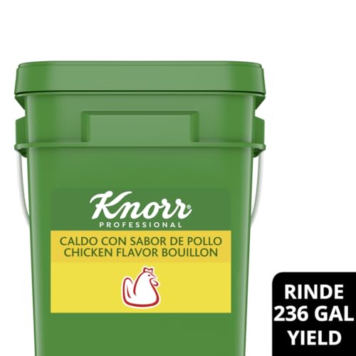 Knorr Professional Caldo de Pollo, Chicken Bouillon with Chicken Flavor Granulated Base, 25lb Pail, Bouillon as a Base, Marinade, Flavor Enhancer, Shelf Stable Convenience, 0g Trans Fat (Pack of 1)