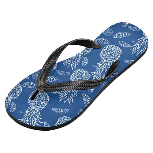 Pineapple Lemon Blue Flip Flops for Beach Thong Sandals Anti-slip Lightweight Beach Shoes for Travel Summer Outdoor2