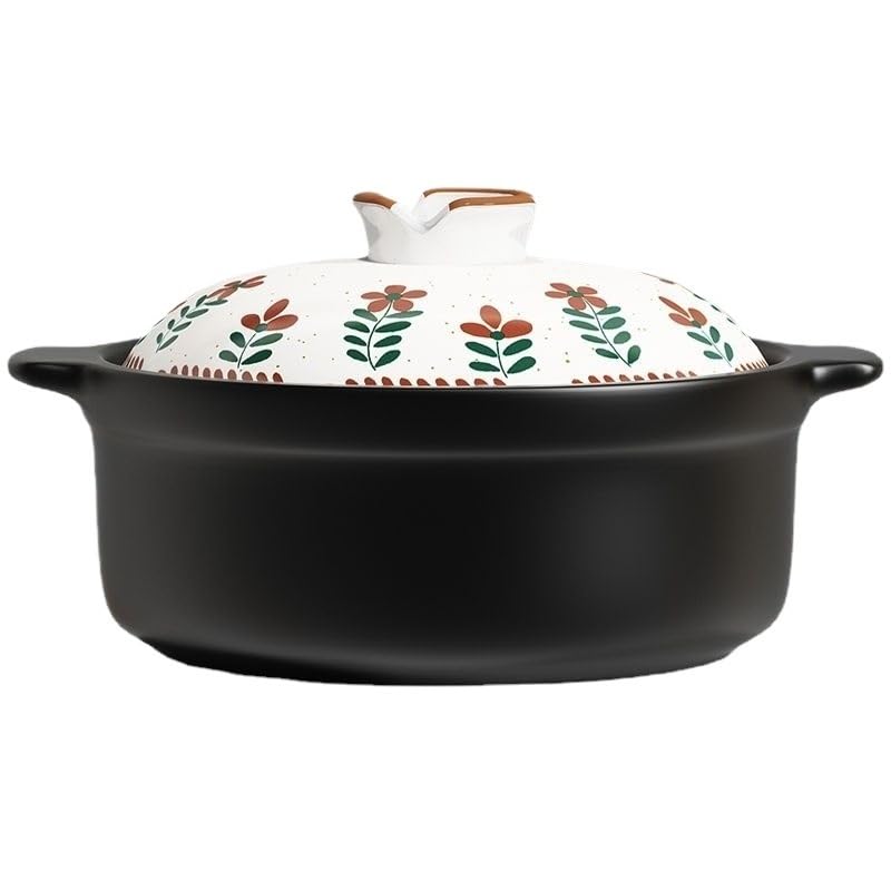 Tegame Terracotta Casseruola in ceramica a bocca larga: non si rompe, ideale for stufare e cucinare zuppe(2.5L)
